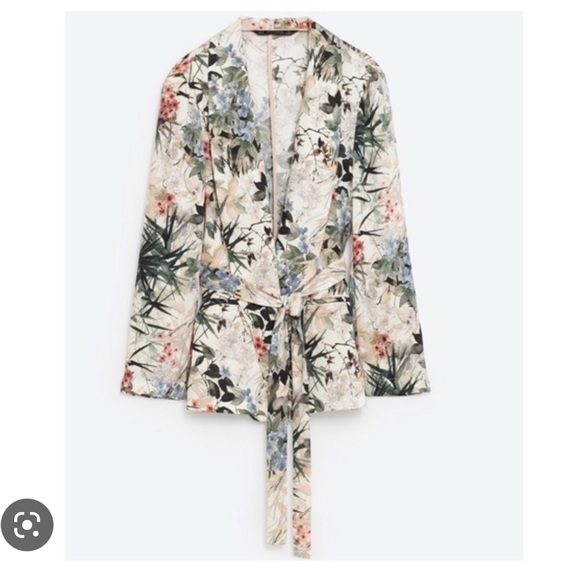 Zara silky floral blazer/smoking jacket M - Picture 2 of 5
